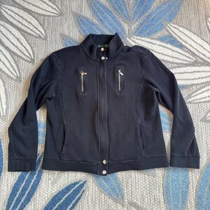 Lauren‎ Ralph Lauren Women’s Black Cotton Ribbed Jacket Size Large